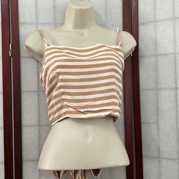 FAITHFUL THE BAND‎ STRIPED SQUARED NECKLINE CROPTOP SIZE L - Picture 2 of 5
